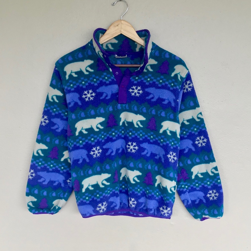 Fleece snap pullover sweater jacket quarter half
